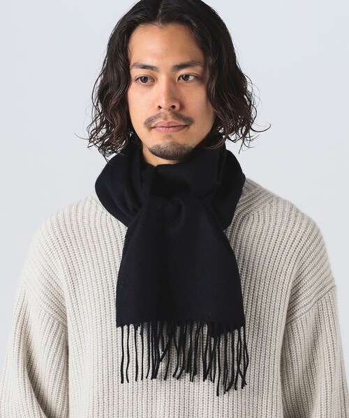 B:MING by BEAMS（ビーミングバイビームス）の「ソリッド マフラー（マフラー・メンズ・ネイビー/ベージュ/ブラック/レッド・ONE SIZE）」の2枚目の写真