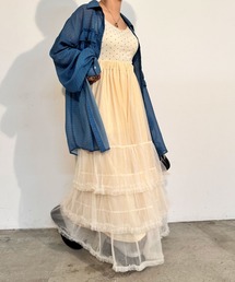 チャオパニック　チュールフリルティアードスカート　レオパード柄　美品 セール】チュールフリルティアードスカート（スカート
