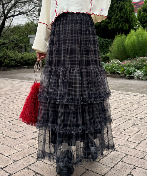 チュールフリルティアードスカート（スカート）｜CIAOPANIC（チャオ