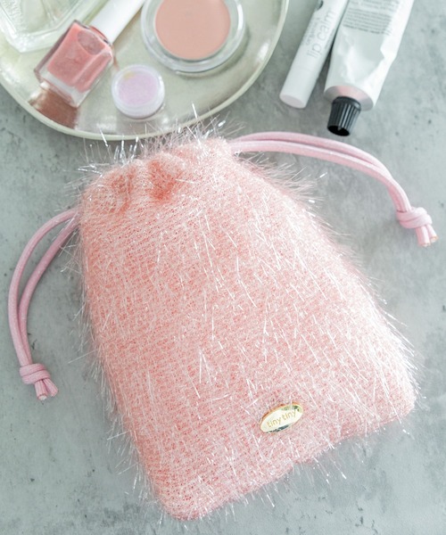 巾着＆ポーチ♡ポメラニアン＆レディ WATERPROOF LEATHER》巾着カメラポーチ LLサイズ ブラック