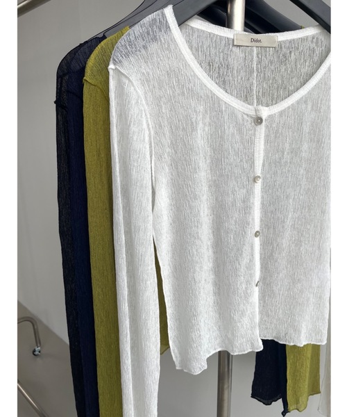 Didot.showroom(ディドット ショールーム)の「リンクルシアーカーディガン(カーディガン/ボレロ・レディース・ブラック/ネイビー/ホワイト/マスタード・FREE)」の2枚目の写真