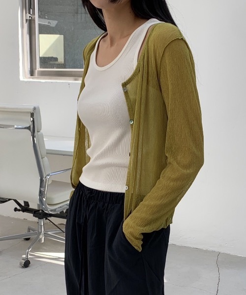 Didot.showroom(ディドット ショールーム)の「リンクルシアーカーディガン(カーディガン/ボレロ・レディース・ブラック/ネイビー/ホワイト/マスタード・FREE)」の4枚目の写真