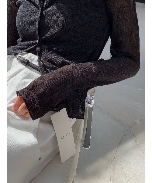 Didot.showroom(ディドット ショールーム)の「リンクルシアーカーディガン(カーディガン/ボレロ・レディース・ブラック/ネイビー/ホワイト/マスタード・FREE)」の11枚目の写真
