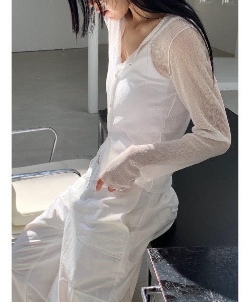 Didot.showroom(ディドット ショールーム)の「リンクルシアーカーディガン(カーディガン/ボレロ・レディース・ブラック/ネイビー/ホワイト/マスタード・FREE)」の10枚目の写真