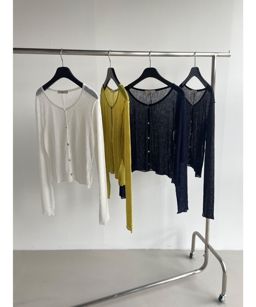 Didot.showroom(ディドット ショールーム)の「リンクルシアーカーディガン(カーディガン/ボレロ・レディース・ブラック/ネイビー/ホワイト/マスタード・FREE)」の5枚目の写真