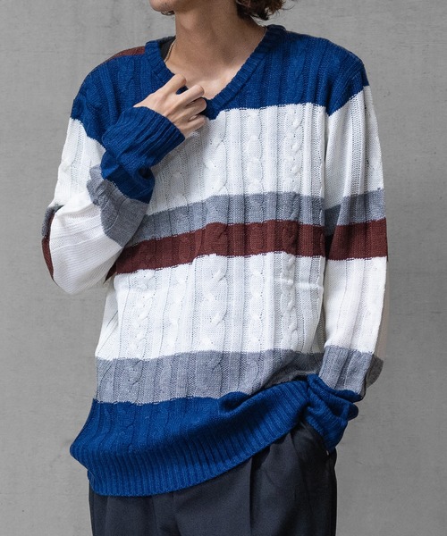 ケーブル編みVネックセーター 楽天市場】【送料無料】ニット セーター メンズ ブランド