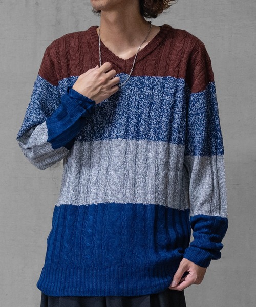 JOHN'S CLOSET(ジョンズクローゼット)の「【40I】ケーブル編み Vネック リラックスニット(ニット/セーター・メンズ・ブラック系/ネイビー/ブラック/グレー/グレー系/ネイビー系/ベージュ系/その他7/その他4/その他1/その他2/その他3/その他5/ホワイト/その他8/その他6・LARGE/MEDIUM)」の15枚目の写真