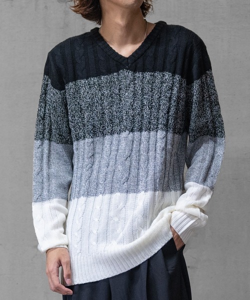 JOHN'S CLOSET(ジョンズクローゼット)の「【40I】ケーブル編み Vネック リラックスニット(ニット/セーター・メンズ・ブラック系/ネイビー/ブラック/グレー/グレー系/ネイビー系/ベージュ系/その他7/その他4/その他1/その他2/その他3/その他5/ホワイト/その他8/その他6・LARGE/MEDIUM)」の16枚目の写真