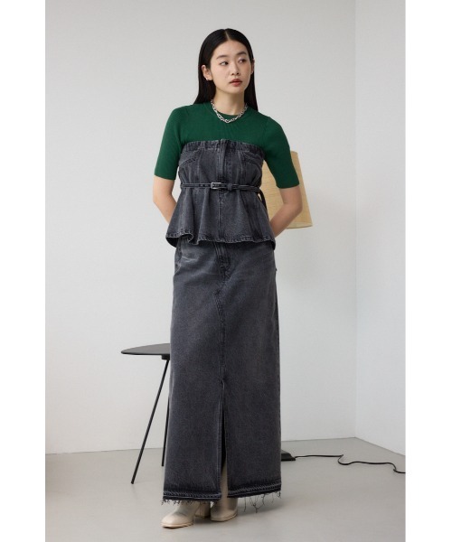 AZUL by moussy(アズールバイマウジー)の「AZUL DENIM オーバーラップロングスカート(デニムスカート・レディース・ライトブラック/ブルー・SMALL/MEDIUM)」の16枚目の写真