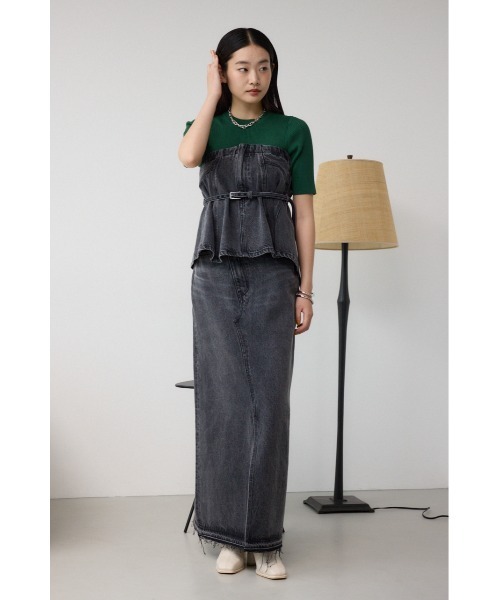 AZUL by moussy(アズールバイマウジー)の「AZUL DENIM オーバーラップロングスカート(デニムスカート・レディース・ライトブラック/ブルー・SMALL/MEDIUM)」の15枚目の写真