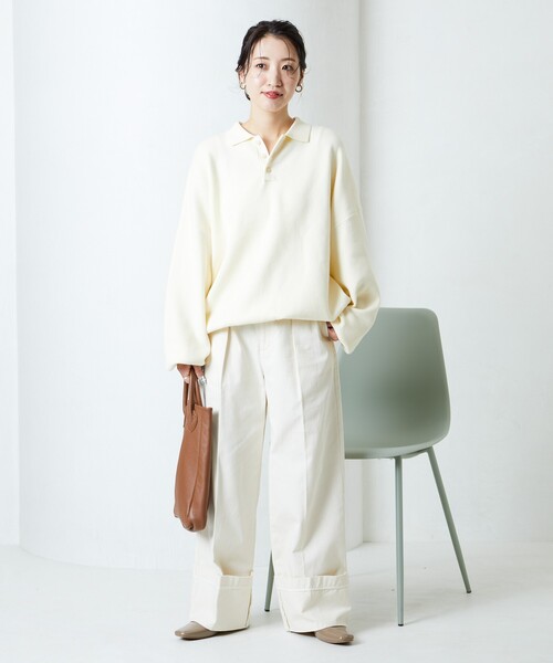 FREAK'S STORE(フリークスストア)の「限定展開 ポロ ニット プルオーバー(ニット/セーター・レディース・レッド/グリーン/ライトグレー/チャコール/ネイビー/オフホワイト/ナチュラル/ブラック・フリ-)」の10枚目の写真