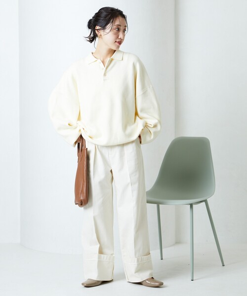 FREAK'S STORE(フリークスストア)の「限定展開 ポロ ニット プルオーバー(ニット/セーター・レディース・レッド/グリーン/ライトグレー/チャコール/ネイビー/オフホワイト/ナチュラル/ブラック・フリ-)」の12枚目の写真