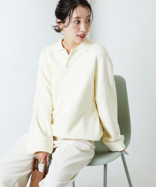 FREAK'S STORE(フリークスストア)の「限定展開 ポロ ニット プルオーバー(ニット/セーター・レディース・レッド/グリーン/ライトグレー/チャコール/ネイビー/オフホワイト/ナチュラル/ブラック・フリ-)」の13枚目の写真