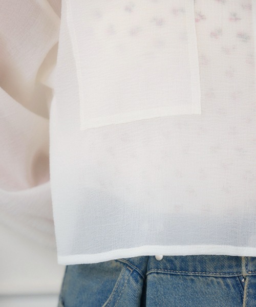 ems excite（エムズエキサイト）の「ロゴプレート付シアーSH（シャツ/ブラウス・レディース・ナチュラル/ブラック/ライトベージュ・FREE）」の8枚目の写真