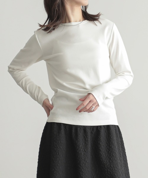 for/c(フォーシー)の「ベーシックロングTシャツ【オーガニックコットン】(Tシャツ/カットソー・レディース・オフホワイト/ブラック・M/L)」の13枚目の写真