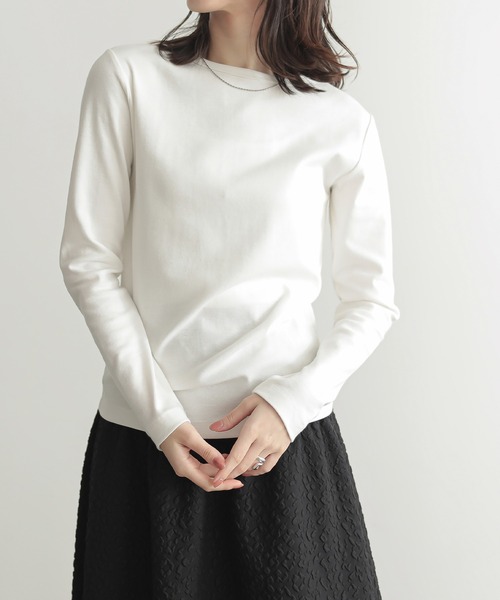 for/c(フォーシー)の「ベーシックロングTシャツ【オーガニックコットン】(Tシャツ/カットソー・レディース・オフホワイト/ブラック・M/L)」の3枚目の写真