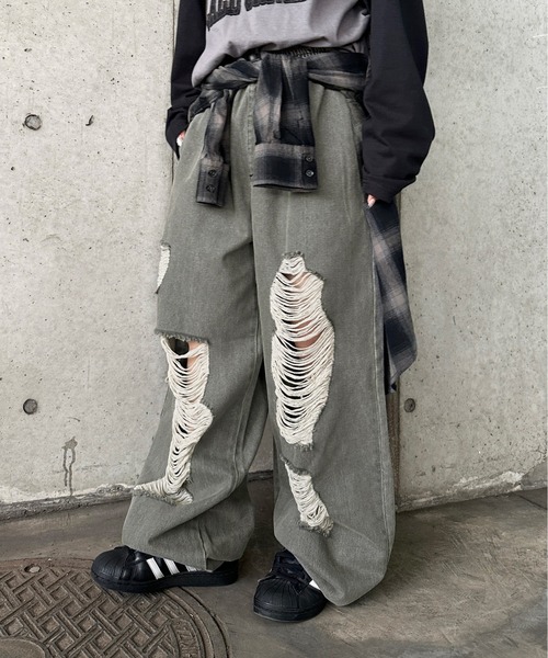 sedacle(セダクル)の「ダメージジョガーデニム(デニムパンツ・メンズ・インディゴブルー/グレー・SMALL/MEDIUM/LARGE)」の3枚目の写真