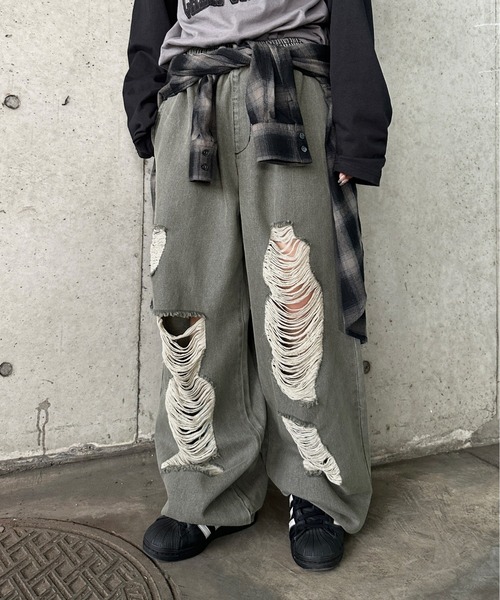 sedacle(セダクル)の「ダメージジョガーデニム(デニムパンツ・メンズ・インディゴブルー/グレー・SMALL/MEDIUM/LARGE)」の4枚目の写真