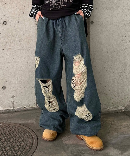 sedacle(セダクル)の「ダメージジョガーデニム(デニムパンツ・メンズ・インディゴブルー/グレー・SMALL/MEDIUM/LARGE)」の11枚目の写真