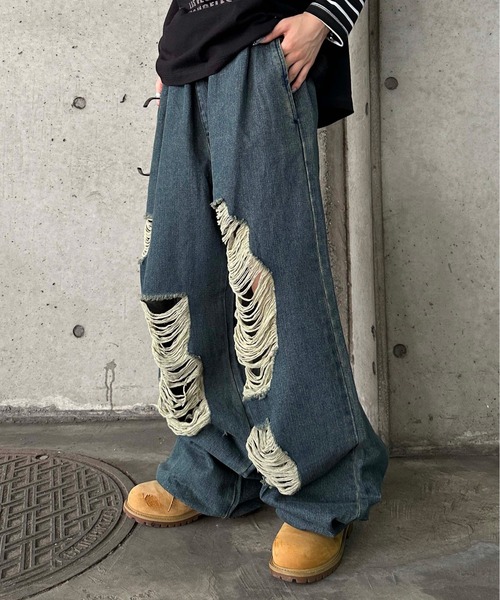 sedacle(セダクル)の「ダメージジョガーデニム(デニムパンツ・メンズ・インディゴブルー/グレー・SMALL/MEDIUM/LARGE)」の12枚目の写真