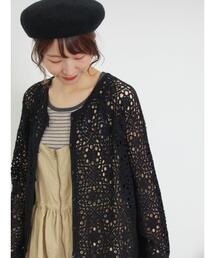 Samansa Mos2 | かぎ針編み風カーディガン(カーディガン/ボレロ)