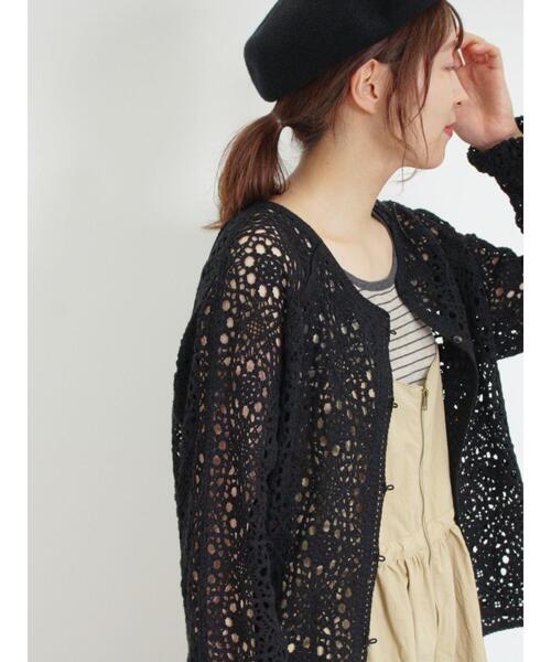 Samansa Mos2(サマンサ モスモス)の「かぎ針編み風カーディガン(カーディガン/ボレロ・レディース・ブラック/キャメル/キナリ・F)」の12枚目の写真