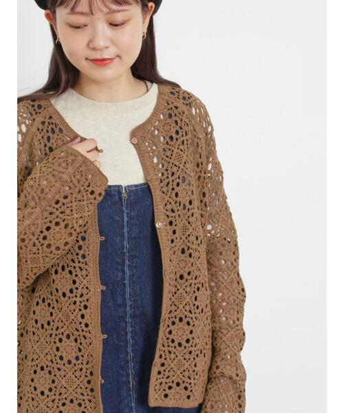 Samansa Mos2(サマンサ モスモス)の「かぎ針編み風カーディガン(カーディガン/ボレロ・レディース・ブラック/キャメル/キナリ・F)」の18枚目の写真