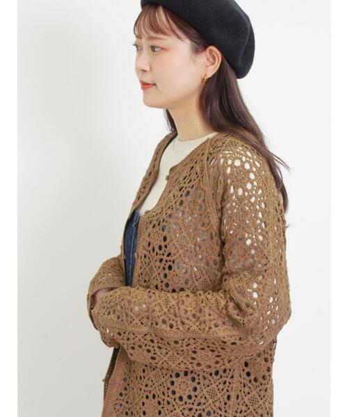 Samansa Mos2(サマンサ モスモス)の「かぎ針編み風カーディガン(カーディガン/ボレロ・レディース・ブラック/キャメル/キナリ・F)」の19枚目の写真