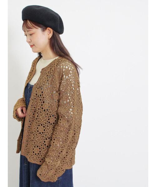 Samansa Mos2(サマンサ モスモス)の「かぎ針編み風カーディガン(カーディガン/ボレロ・レディース・ブラック/キャメル/キナリ・F)」の22枚目の写真