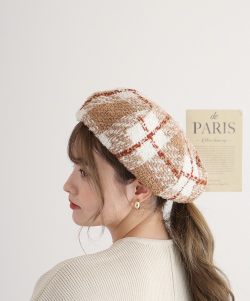 【美品】ジュンヤワタナベコムデギャルソン ハンチング ベレー帽 チェック グレー セール】ハンチングキャップ2 578334（ハンチング/ベレー帽）｜Heather