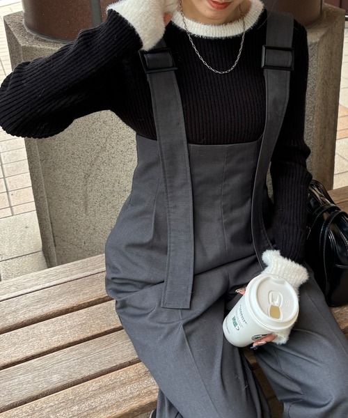 ISOOK（アイスー）の「【ISOOK / アイスー】配色シャギーリブニット  / カラーニット シャギーニット 配色トップス サムホール ZOZOTOWN限定（ニット/セーター・レディース・ブラック/グレー/チャコールグレー・FREE）」の8枚目の写真