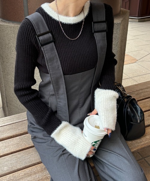 ISOOK（アイスー）の「【ISOOK / アイスー】配色シャギーリブニット  / カラーニット シャギーニット 配色トップス サムホール ZOZOTOWN限定（ニット/セーター・レディース・ブラック/グレー/チャコールグレー・FREE）」の22枚目の写真