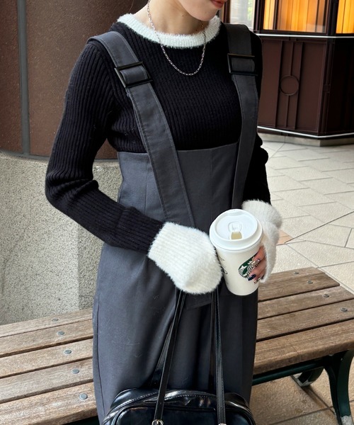 ISOOK（アイスー）の「【ISOOK / アイスー】配色シャギーリブニット  / カラーニット シャギーニット 配色トップス サムホール ZOZOTOWN限定（ニット/セーター・レディース・ブラック/グレー/チャコールグレー・FREE）」の15枚目の写真