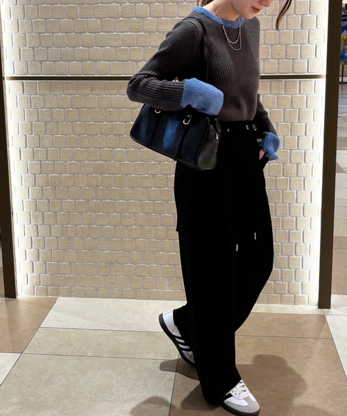 ISOOK（アイスー）の「【ISOOK / アイスー】配色シャギーリブニット  / カラーニット シャギーニット 配色トップス サムホール ZOZOTOWN限定（ニット/セーター・レディース・ブラック/グレー/チャコールグレー・FREE）」の7枚目の写真