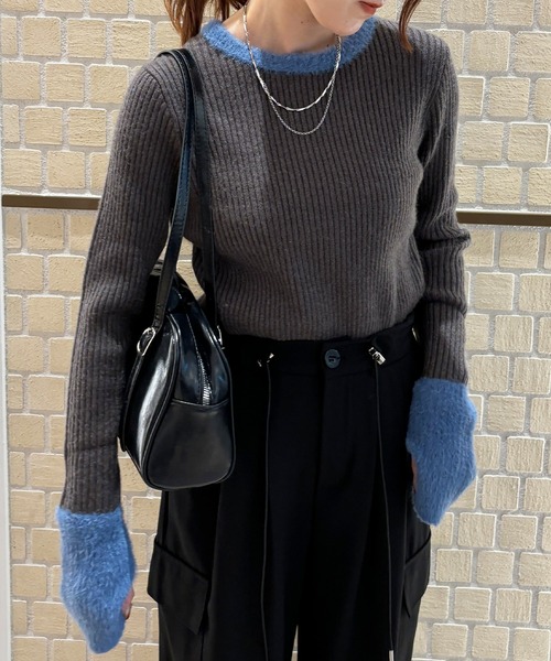 ISOOK（アイスー）の「【ISOOK / アイスー】配色シャギーリブニット  / カラーニット シャギーニット 配色トップス サムホール ZOZOTOWN限定（ニット/セーター・レディース・ブラック/グレー/チャコールグレー・FREE）」の20枚目の写真