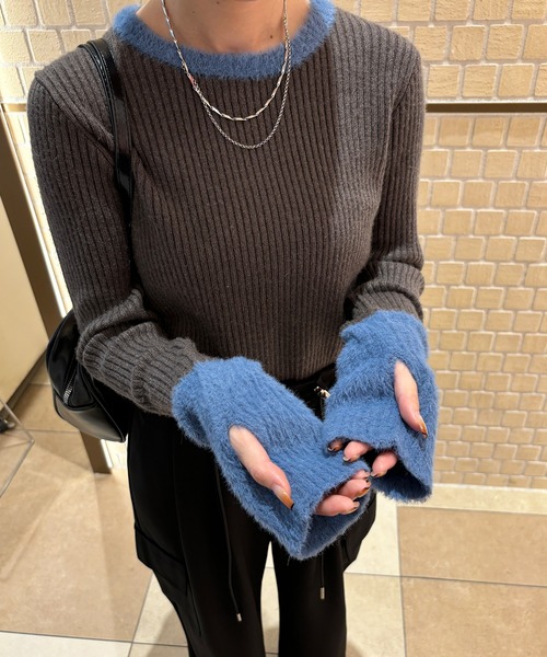 ISOOK（アイスー）の「【ISOOK / アイスー】配色シャギーリブニット  / カラーニット シャギーニット 配色トップス サムホール ZOZOTOWN限定（ニット/セーター・レディース・ブラック/グレー/チャコールグレー・FREE）」の14枚目の写真