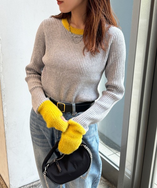 ISOOK（アイスー）の「【ISOOK / アイスー】配色シャギーリブニット  / カラーニット シャギーニット 配色トップス サムホール ZOZOTOWN限定（ニット/セーター・レディース・ブラック/グレー/チャコールグレー・FREE）」の18枚目の写真