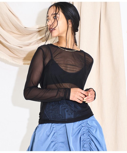 Settimissimo（セッティミッシモ）の「パワーメッシュクルーネックプルオーバー（Tシャツ/カットソー・レディース・オリーブ/ブラック/グレイッシュベージュ・FREE）」の5枚目の写真