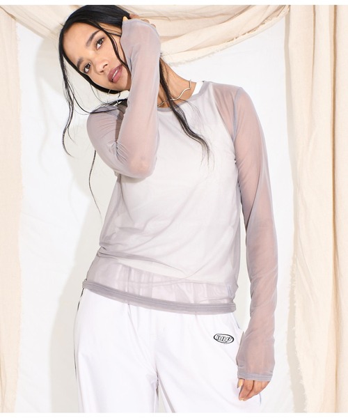Settimissimo（セッティミッシモ）の「パワーメッシュクルーネックプルオーバー（Tシャツ/カットソー・レディース・オリーブ/ブラック/グレイッシュベージュ・FREE）」の11枚目の写真