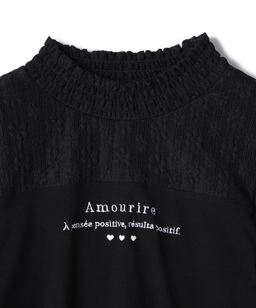 Amourire girl（アムリールガール）の「レース切り替え キャンディースリーブ長袖カットソー（130㎝～160㎝）（Tシャツ/カットソー・キッズ・オフホワイト/ブラック・130cm/140cm/150cm/160cm）」の18枚目の写真