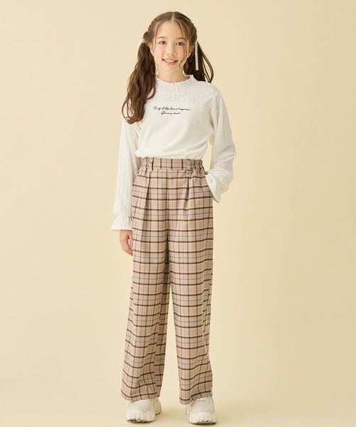 Amourire girl（アムリールガール）の「レース切り替え キャンディースリーブ長袖カットソー（130㎝～160㎝）（Tシャツ/カットソー・キッズ・オフホワイト/ブラック・130cm/140cm/150cm/160cm）」の14枚目の写真