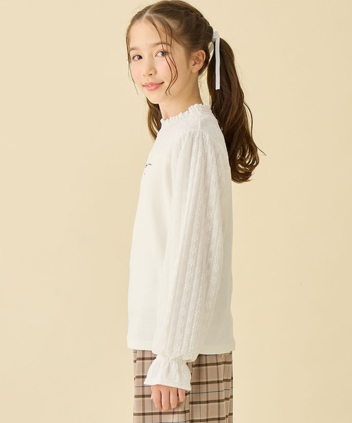 Amourire girl（アムリールガール）の「レース切り替え キャンディースリーブ長袖カットソー（130㎝～160㎝）（Tシャツ/カットソー・キッズ・オフホワイト/ブラック・130cm/140cm/150cm/160cm）」の12枚目の写真