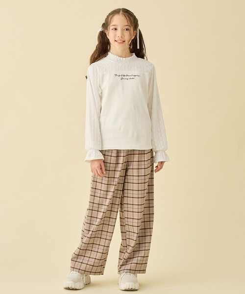Amourire girl（アムリールガール）の「レース切り替え キャンディースリーブ長袖カットソー（130㎝～160㎝）（Tシャツ/カットソー・キッズ・オフホワイト/ブラック・130cm/140cm/150cm/160cm）」の9枚目の写真