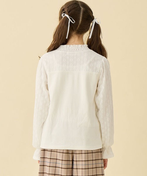 Amourire girl（アムリールガール）の「レース切り替え キャンディースリーブ長袖カットソー（130㎝～160㎝）（Tシャツ/カットソー・キッズ・オフホワイト/ブラック・130cm/140cm/150cm/160cm）」の13枚目の写真