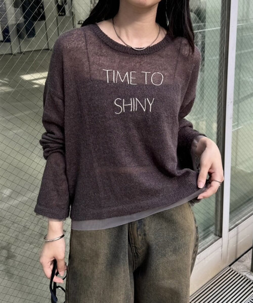 mystic（ミスティック）の「刺繍シアーニット（ニット/セーター・レディース・オフホワイト/チャコールグレー/ピンク・FREE）」の3枚目の写真