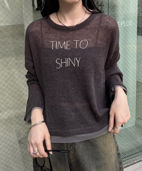 mystic（ミスティック）の「刺繍シアーニット（ニット/セーター・レディース・オフホワイト/チャコールグレー/ピンク・FREE）」の10枚目の写真