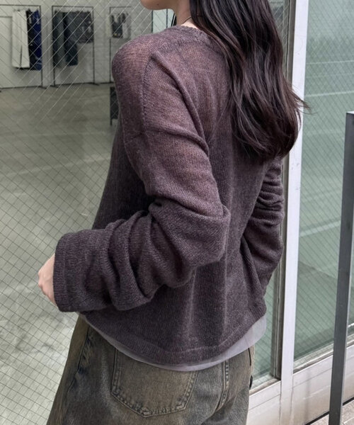 mystic（ミスティック）の「刺繍シアーニット（ニット/セーター・レディース・オフホワイト/チャコールグレー/ピンク・FREE）」の13枚目の写真
