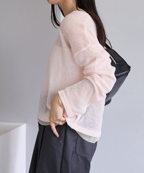 mystic（ミスティック）の「刺繍シアーニット（ニット/セーター・レディース・オフホワイト/チャコールグレー/ピンク・FREE）」の18枚目の写真