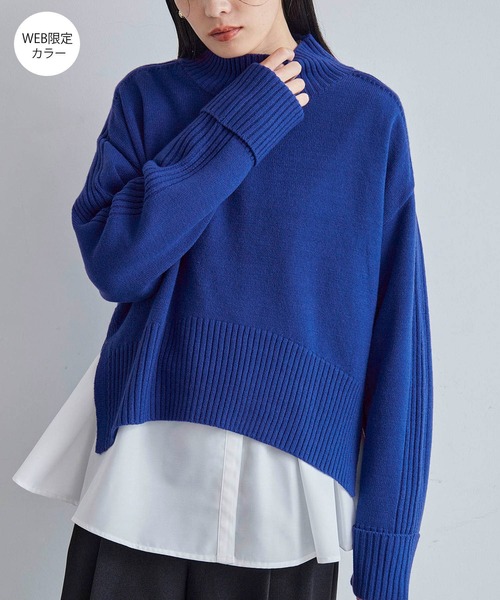 VIS（ビス）の「【アンチピリング/洗える】サイドスリットニットプルオーバー【WEB限定カラー】（ニット/セーター・レディース・オフホワイト/ブルー/ブラック系その他/レッド/ピンク/スミクロ/キナリ・FREE）」の5枚目の写真