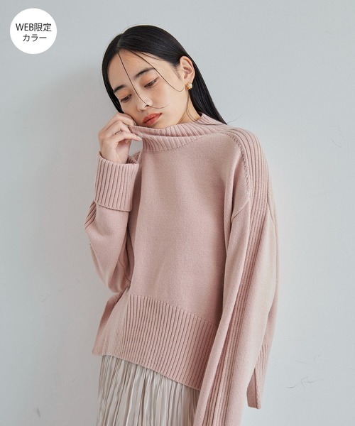 VIS（ビス）の「【アンチピリング/洗える】サイドスリットニットプルオーバー【WEB限定カラー】（ニット/セーター・レディース・オフホワイト/ブルー/ブラック系その他/レッド/ピンク/スミクロ/キナリ・FREE）」の18枚目の写真